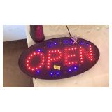 "OPEN" STORE FRONT SIGN, ILLUMINATED, WORKS