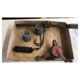 FLAT OF ASST. WEIGHTS, HAND SCALE, MISC
