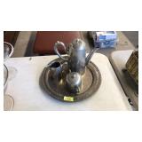 SILVERPLATE TEA SET ON TRAY