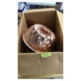 BOX OF ANTQ. COPPER TONE CAKES MOLDS