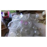 LOT OF ASST PRESSED GLASS SERVINGWARE