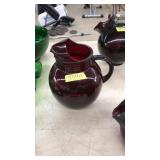 RUBY RED GLASS PITCHER