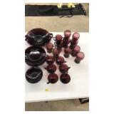 34PC VNTG. AMETHYST DEPRESSION GLASS GLASSWARE