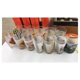 12 PREAKNESS GLASS TUMBLERS, MUG AND STIRRERS