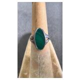 STERLING GREEN MALACHITE RING, SIZE 4.5