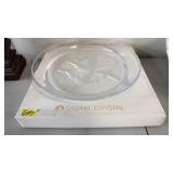 SASAKI CRYSTAL "WINGS" GLASS PLATTER WITH BOX