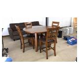 BAR HEIGHT DINING TABLE W/LAZY SUSAN & 4 CHAIRS