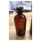 3 VNTG. AMBER GLASS BOTTLES: CLOROX & SUNTEX