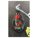 SPINEY OYSTER SHELL & TURQUOISE PENDANT