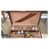 VNTG. SWANK JEWELRY BOX W/ASST. CUFF LINKS & PINS