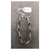 STERLING SILVER & GARNET BRACELET
