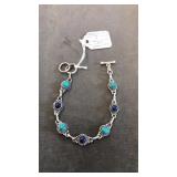 MARKED .925 TURQUOISE & LAPIS BRACELET