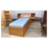 VNTG. TWIN SIZE CAPTAINS BED WITH MATTRESS