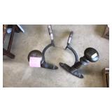 ANTQ.CAST IRON FIREPLACE ANDIRONS: BRADLEY&HUBBARD