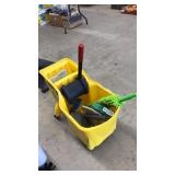 RUBBERMAID MOP BUCKET WITH ASST. CLEANING SUPPLIES