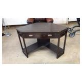 WOOD CORNER COMPUTER DESK WITH DRAWER