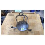 ANTQ. MULTI SPOUT METAL OIL LAMP W/TWISTED HANDLE
