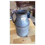 VNTG. GALVANIZED METAL MILK CAN WITH LID