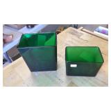 2 GREEN DEPRESSION GLASS REFRIGERATOR DISHES