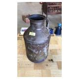 VNTG. GALVANIZED MILK JUG WITH HANDLE