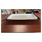 MID CENTURY MODERN CUTCO PORC. & TEAK TRAYS
