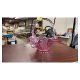 PINK DEPRESSION GLASS BASKET