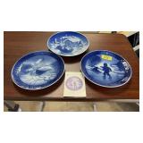 (3) PORCELAIN ROYAL COPENHAGEN BLUE COLL. PLATES