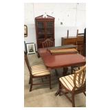 MAHOGANY DINING SET: TABLE, CHAIRS & HUTCH