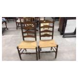 WOOD LADDER BACK SIDE CHAIRS W/RUSH SEAT