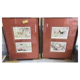 FRAMED ORIENTAL WATERCOLOR POST CARDS, SIGNED