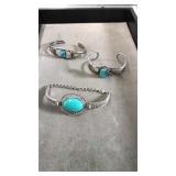 (3) TURQUOISE AND STERLING BRACELETS