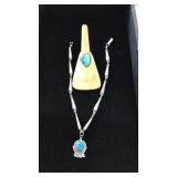 STERLING NECKLACE W/TURQUOISE PENDANT & RING SZ 7