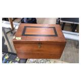 WOOD JEWELRY BOX WITH CONTENTS