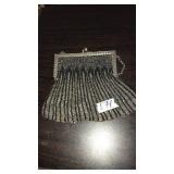 VNTG. SILVER & BLACK BEADED EVENING PURSE