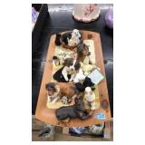 COLLECTION OF DOG FIGURINES & PAINTED TRAY