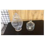 (2) CLEAR GLASS LIDDED DISHES