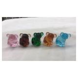 (5) COLORED GLASS KOALA PAPERWEIGHTS