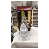 GORHAM 3 TIER CRYSTAL CHRISTMAS TREE CANDY DISH