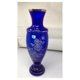 VNTG. FENTON GILDED COBALT HAND PAINTED VASE