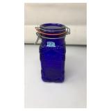 VNTG. COBALT BLUE 'PURE WHOLESOME TREATS' LID JAR