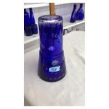 VNTG. BOHEMIAN COBALT BLUE GLASS BEDSIDE SET