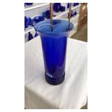 COBALT BLUE GLASS FLARED RIM VASE