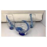 3 PC. LENOX 'UNDERSEA PARADISE' ART GLASS