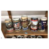 (5) BUDWEISER BEER STEINS