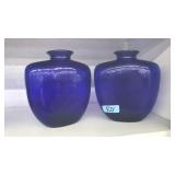 2 COBALT BLUE GLASS VASES