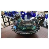 VNTG. FENTON CARNIVAL GLASS HEN ON NEST
