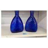 2 VNTG. COBALT BLUE BLOWN GLASSHOUSE FLASK