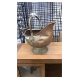 BRONZE ASH BUCKET WITH PORCELAIN HANDLE