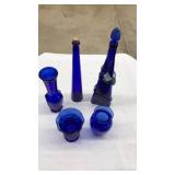 LOT OF ASST. BLUE GLASS VASES