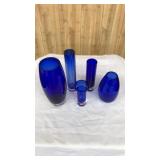 LOT OF ASST. COBALT BLUE GLASS VASES